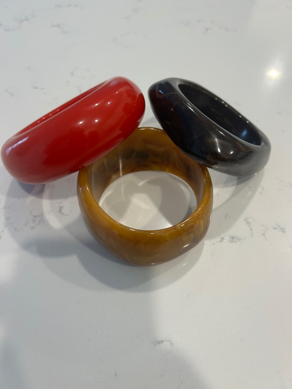 Brand New Zara Red, Black and Brown Resin Bangle Bracelet Set